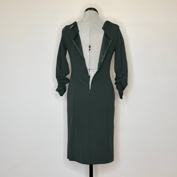 DKNY Deep Green 3/4 Ruched Sleeve Dress - Picture 5 of 7